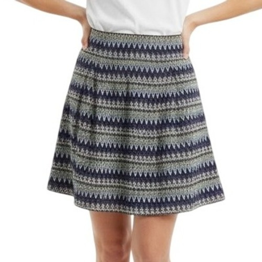 Xhilaration Skirt Size M Blue‎ Multicolor Tribal Mini Chevron Pattern 2015 Boho